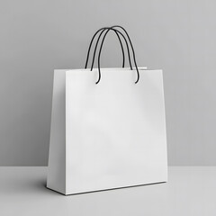 White Shopping Bag on a Colorful Geometric Background
