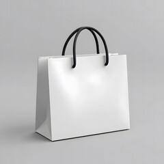 White Shopping Bag on a Colorful Geometric Background