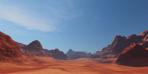 Naklejka premium Endless Martian Desert: A Scenic View of Mars’ Red Terrain