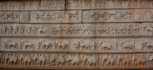 Hazara Rama Temple is the personal temple of the royal family. Hampi. India.