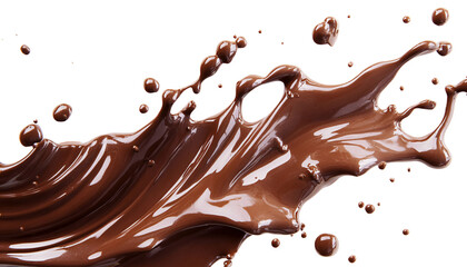 Chocolate liquid creating a captivating wave-like splash, showcasing the beauty of a transparent liquid splash.