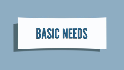 Basic needs. A card isolated on blue background.