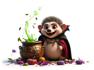 Cute Vampire Hedgehog Halloween Potion  - Generated by Generative AI