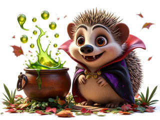 Cute Vampire Hedgehog Halloween. Spooky Season Fun - Generated by Generative AI