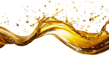 Golden Oil Splash in Wave-like Pattern, showcasing the beauty of liquid movement and transparency in an artistic display.