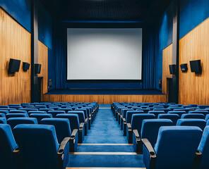 Fototapeta premium Empty Movie Theater with Blank Screen