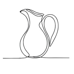 Pitcher. Icon. Vector drawing. One-line drawing. A simple drawing depicting a continuous line of a tableware item for a liquid or drink.