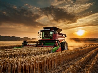 Obraz premium combine harvester on field