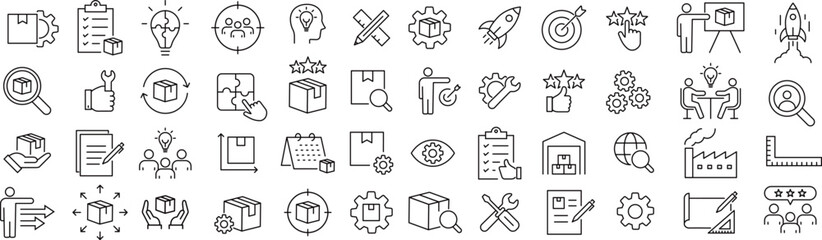 ベクターでモノクロの製品に関する線画アイコンセット