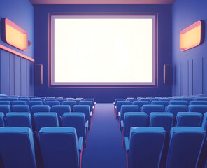 Fototapeta premium Empty Movie Theater with Blank Screen