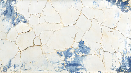 Fototapeta premium White and Blue Crackled Tile Texture