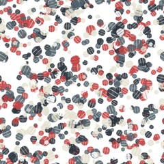 Carbon grey, dark coral and pearl bush polka dot with texture on the white background. Seamless hand drawn pattern.