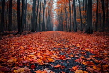 Path that has fallen leaves on the ground