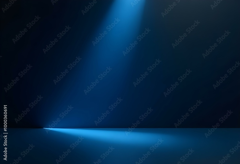 Wall mural a minimalist design showcasing a single blue beam on a smooth black surface create with ai