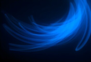 An abstract composition of swirling blue light against a black canvas, emphasizing movement and fluidity create with ai