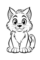 Obraz premium Cute Cartoon Kitten Sitting Illustration