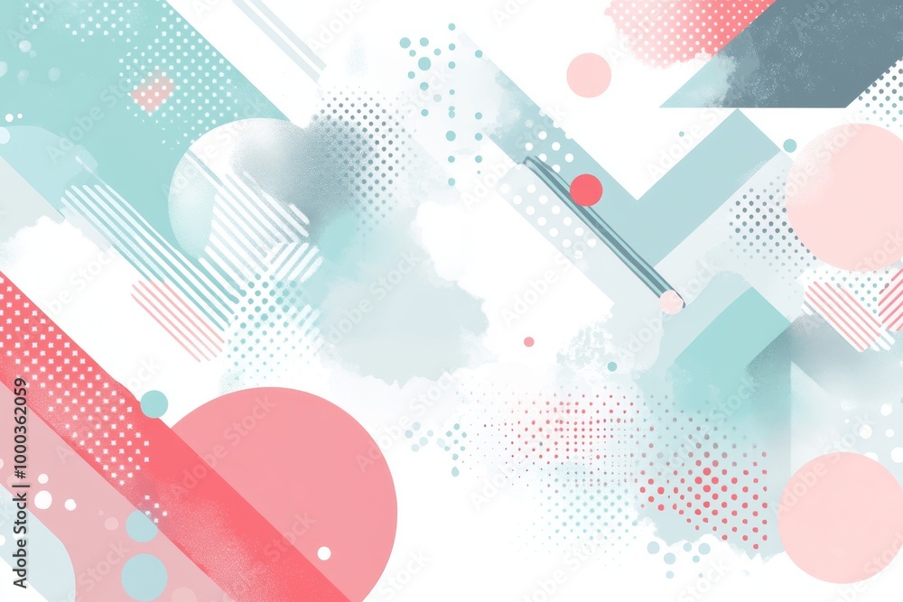 Poster abstract geometric design with pastel shapes symbolizing creativity balance and modern design in a s