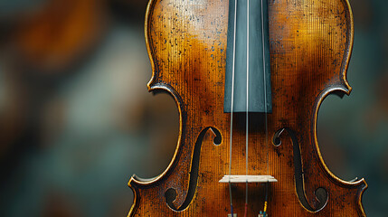 The Timeless Elegance of Melody: A Close-Up on a Classical Violin Showcasing its Rich Wood Grain and Perfect Craftsmanship