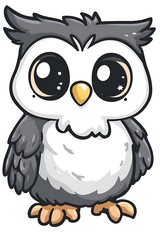 Cute Cartoon Owl with Big Eyes Illustration