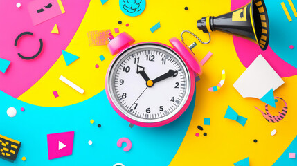 Get your Black Friday sale going with cool social media story graphics. These templates feature trendy designs with bold graphics like a megaphone and alarm clock to announce your discounts.