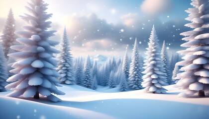 Fototapeta premium serene snowy forest scene with a clear blue winter sky