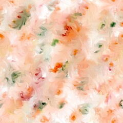 Hand drawn floral pattern. Seamless botany background. Dark pastel red, bright orange, deep green and pale salmon colors.