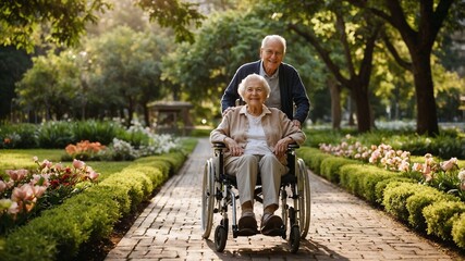 Golden Years Together: Elderly Couple Enjoying Life Outdoors