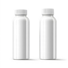  Minimalist White Cosmetic Bottles on a Blue Background