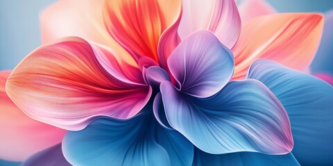 Fototapeta premium Detailed, soft petals of a flower transitioning from blue to pink, capturing the essence of beauty and nature in a stunning gradient of colors.