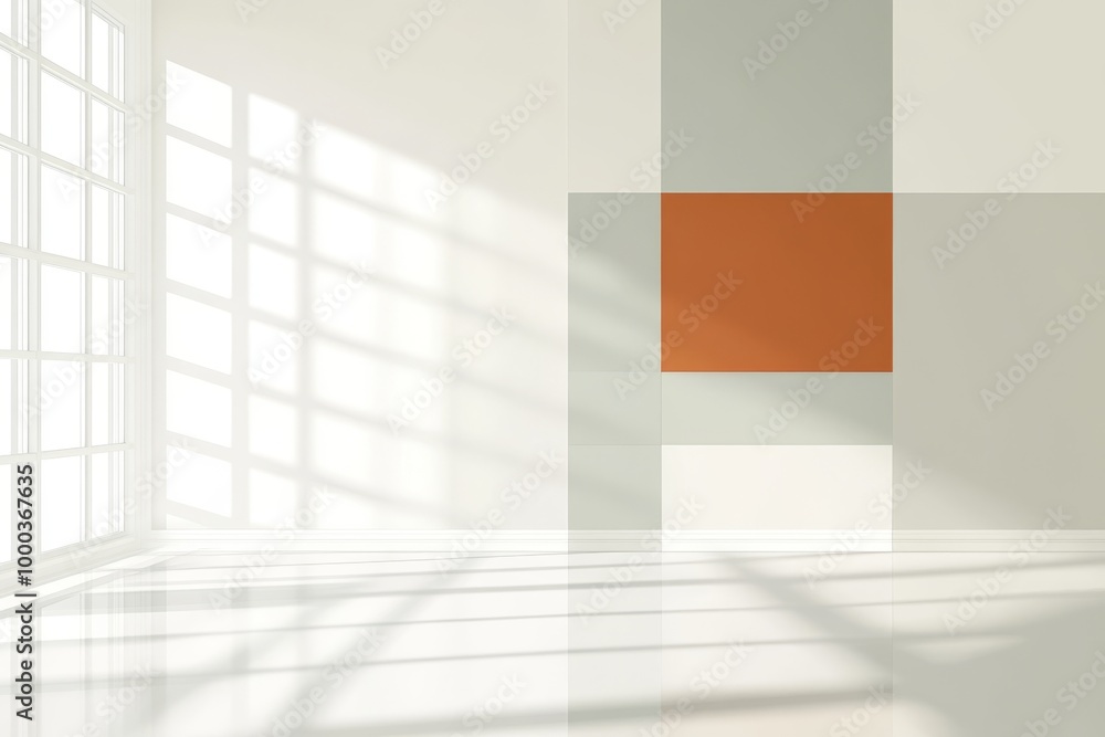 Poster abstract composition of geometric shapes and soft light in an empty room representing modern minimal