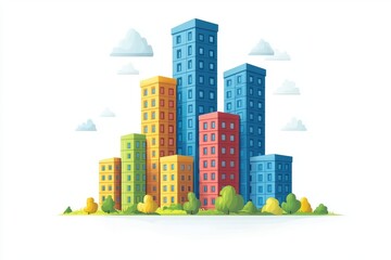 Obraz premium Modern abstract cityscape with colorful high rise buildings against a minimalistic background symbolizing urban growth development and architectural creativity