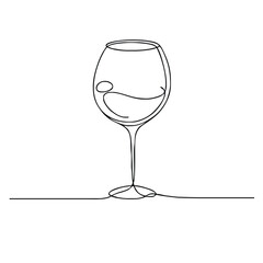 Wine glass. Icon. Vector drawing. One-line drawing. A simple drawing depicting a continuous line of a tableware item for a liquid or drink.
