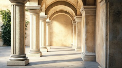 Stone Columns and Arched Passageway Leading to Light