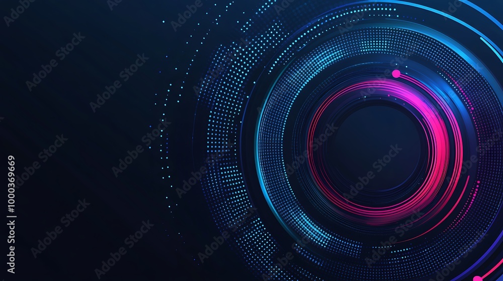 Aufkleber Abstract futuristic background with glowing circles and dots.