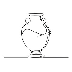 Funeral urn. Icon. Vector drawing. One-line drawing.