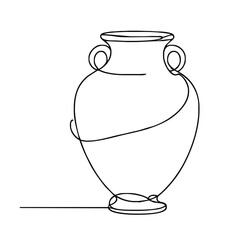 Funeral urn. Icon. Vector drawing. One-line drawing.