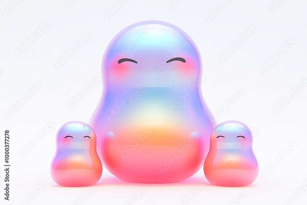 Poster 3d illustration of a glowing smiling character symbolizing happiness joy and playfulness through a s