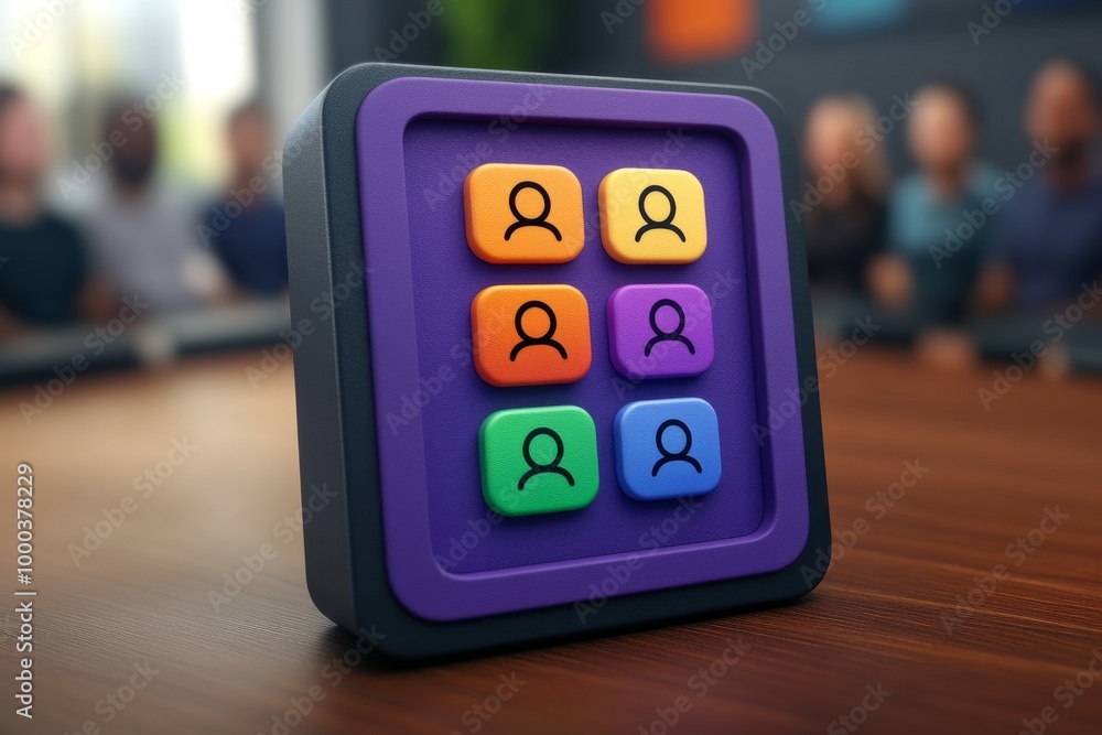 Poster 3d icon of colorful user profiles symbolizing social media identity and digital interaction through 