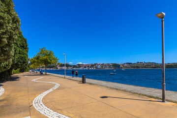 A peaceful riverside promenade in Porto, Portugal