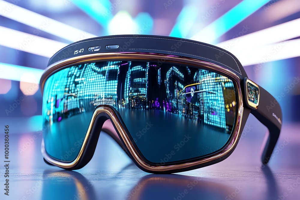 Poster 3d digital rendering of a pair of designer sunglasses, allowing users to interact with the glasses, 