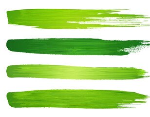 Obraz premium Set grüner Pinselstrich isoliert auf weißen Hintergrund, Freisteller