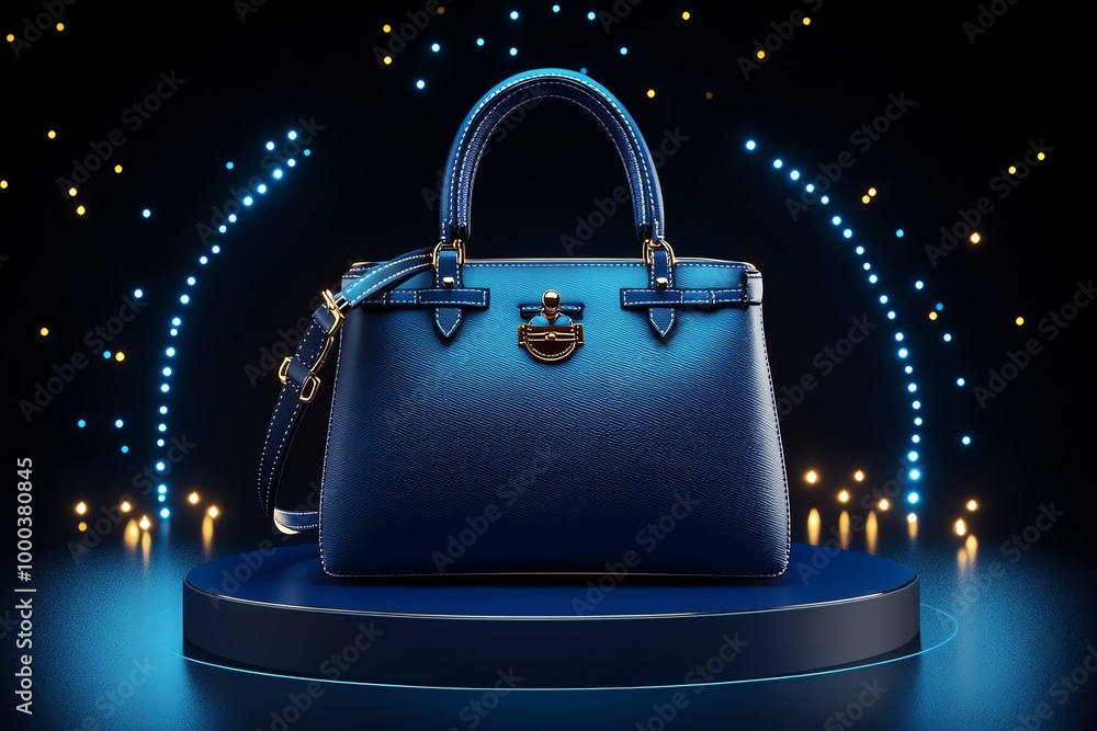 Poster 3D digital rendering of a luxury handbag, allowing users to rotate and explore every angle of the bagâ€™s design, stitching, and hardware in a virtual environment