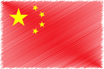 China Independence Day (National Day) October 1. Scribble style China flag vector background. Poster, card, banner.