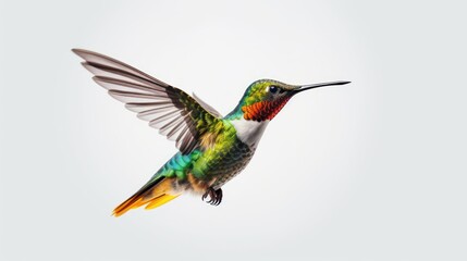 Naklejka premium Hummingbird in Flight Against a White Background