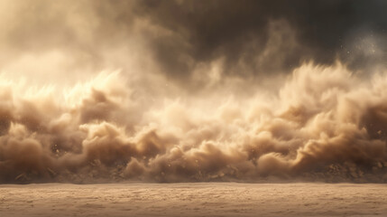 Massive Dust Storm Sweeping Across Desert Landscape