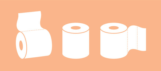 Toilet paper logo. Isolated toilet paper on orange background
