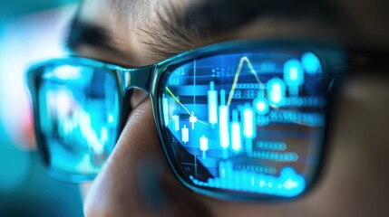 refection on glasses: A financial analyst projecting revenue growth and formulating investment strategies