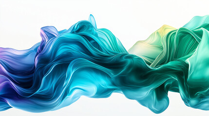 Obraz premium Dynamic Blue and Green Abstract Waves with a Hint of Yellow