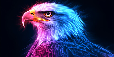 Vibrant Eagle Illustration in Purple Tones