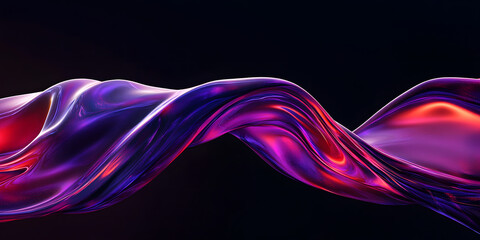 texture of liquid red violet glass on a black background. abstract wavy 3d background. purple red gradient iridescent shiny wave